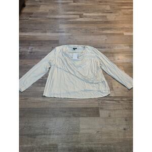 Doncaster 3w womens plus size ivory draped long sleeve blouse new with tags